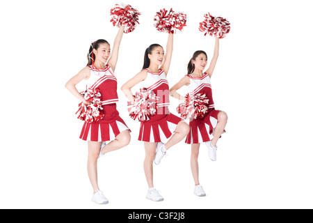 Cheerleader, die Durchführung einer routine Stockfoto