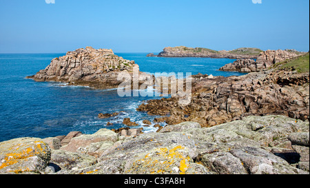 Hölle Bucht auf der Insel Bryher Blickrichtung Shipman Kopf in die Isles of Scilly Stockfoto