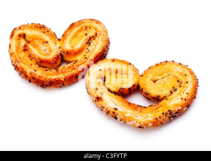 herzförmige Cookies isoliert auf weißem Hintergrund Stockfoto