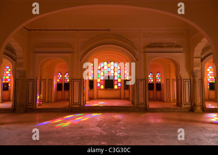 Innere des Hawa Mahal oder Palast der Winde Stockfoto