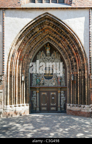 St. Nikolai Kirche Westportal, Stralsund, Mecklenburg Vorpommern, Deutschland Stockfoto