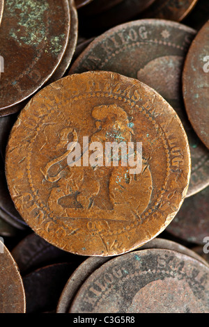 Münze Peseta echte alte Spanien Republik 1937 Währung und Cent Céntimos Stockfoto