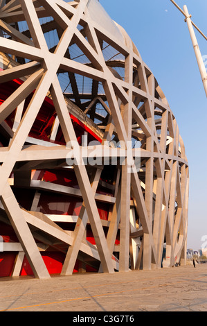 Vogels Nest Nationalstadion von Architekten Herzog und De Meuron, 2008 Olympic Green, Peking, China, Asien. Stockfoto