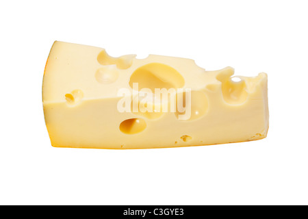 Stück Käse von Radamer isoliert auf weißem Hintergrund Stockfoto