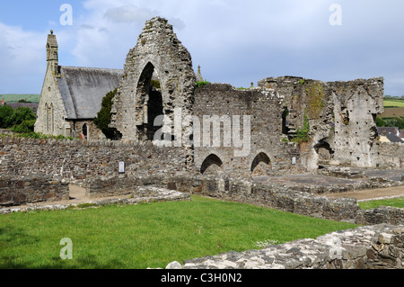 Ruinen des 12. Jahrhunderts St. Dogmaels Abbey Website ein Pre Norman Kloster Pembrokeshire Wales Cymru UK GB Stockfoto