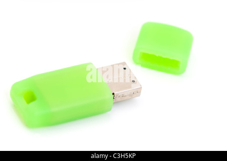 USB-Flash-Laufwerk auf weiß Stockfoto