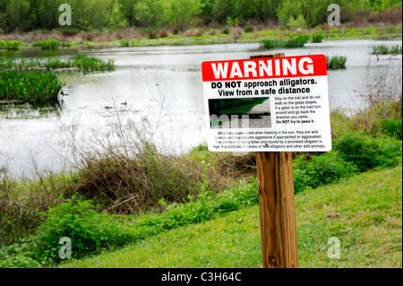 Alligator Warnzeichen im Natur- und Artenschutz im Kreis B Bar Naturreservat in Lakeland Florida Stockfoto