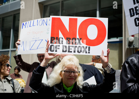 Protest vor der Bowery Bewohner Ausschuss 12-stöckige 328-Bett Obdachlosenheim Projekt Stockfoto