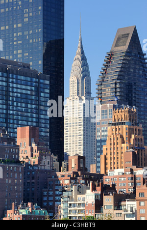 Skyline von Midtown Manhattan einschließlich das Chrysler building unter anderem. Stockfoto