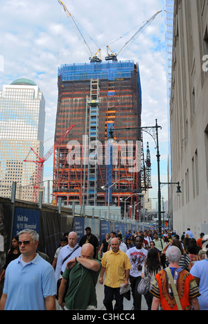 Die Bauarbeiten auf der Freedom Tower auf dem World Trade Center in New York City. 3. September 2010. Stockfoto