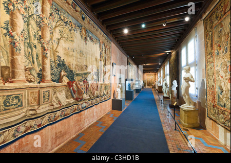 Korridor im Museum schönen Künste (ehemals die königlichen Gemächer), Louis XII Flügel, Chateau de Blois, Loiretal, Frankreich Stockfoto