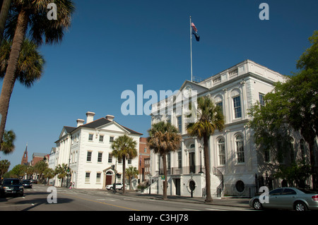 Charleston, South Carolina. Historisches Rathaus befindet sich an der Kreuzung der Four Corners of Law. Stockfoto