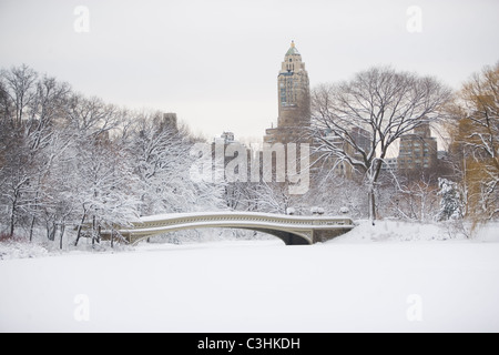 USA, New York City, Central Park im winter Stockfoto