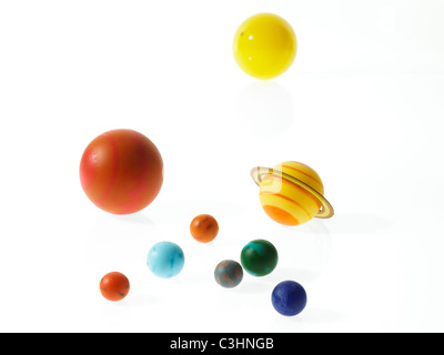Sonnensystem Planeten auf weißem Hintergrund Stockfoto