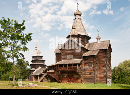 Holzkirche in der Vitoslavitsy Open Air Museum der Holzarchitektur, in der Nähe von Weliki Nowgorod, Russland Stockfoto