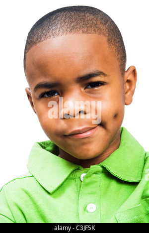 Portrait eines ernsten jungen isoliert auf weiß Stockfoto