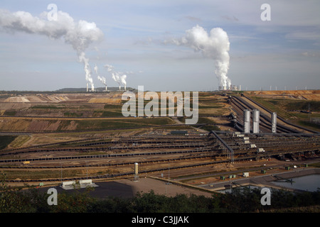 Braunkohle Kraftwerk Pflanze macht Kraftpaket Garzweiler und Garzweiler II in Deutschland Stockfoto