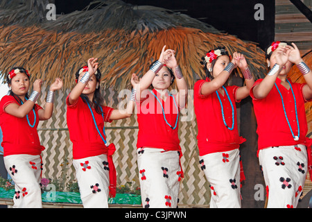 Nishi-Stämme, tanzen Frauen bei Namdapha Öko-Kultur-Festival, Miao, Arunachal Pradesh, Indien Stockfoto