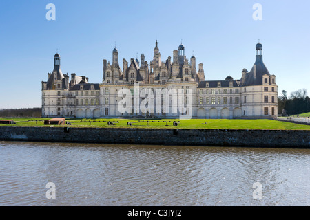 Der Nord-Westfassade des Chateau de Chambord, Val de Loire, Touraine, Frankreich Stockfoto