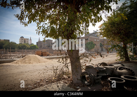 Renovierung und Modernisierung Arbeiten durchgeführt auf der Corniche el Nil in Luxor Ägypten Stockfoto