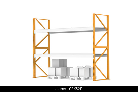 Lager-Regale. Geringer Lagerbestand. Teil einer blauen Lager und