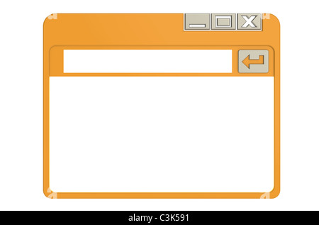 Internet-Browser-Fenster. Internet-Browser-Fenster, vereinfacht. Orange, isoliert auf weiss Stockfoto