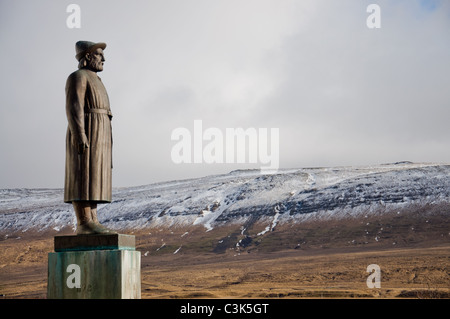 Statue von Snorri Sturluson in Reykholt, Island Stockfoto