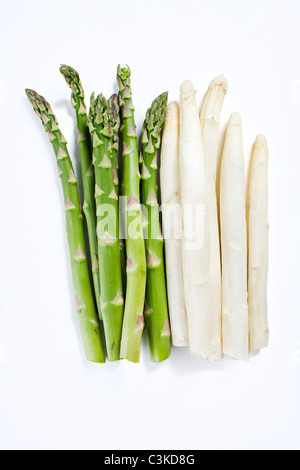 Close-up Studioaufnahme von weißem und grünem Bio Spargel Stockfoto