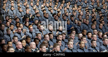 West Point Kadetten anhören von Präsident Barack Obama Rede über Afghanistan an der US Military Academy West Point, N.Y., Stockfoto