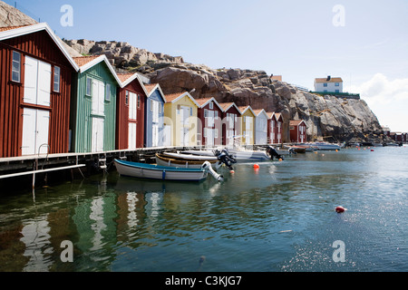 Fischerhütten, Smogen, Bohuslan, Schweden. Stockfoto