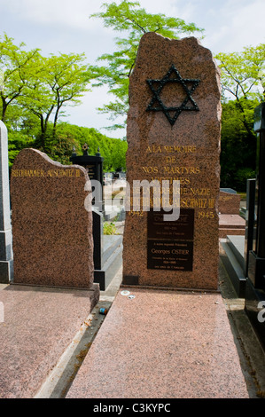 Paris, Frankreich, Gedenkstätte für jüdische Opfer deutscher Konzentrationslager im Zweiten Weltkrieg, Grab auf dem Friedhof von Bagneaux, Verfolgung von juden in, Friedhöfe mit Gravuren in Europa, Geschichte juden frankreich, Holocaust nazismus juden im zweiten weltkrieg Stockfoto