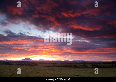 Sonnenuntergang über der Nephin Beg Berge, County Sligo, Irland. Stockfoto