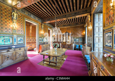 Der Speisesaal, Chateau de Cheverny, Val de Loire, Touraine, Frankreich Stockfoto