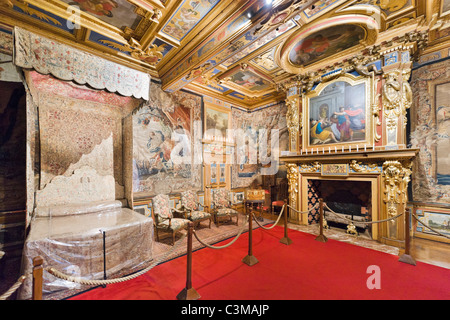 Des Königs Schlafgemach, Chateau de Cheverny, Val de Loire, Touraine, Frankreich Stockfoto