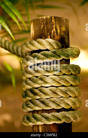 Detail von einem Schiff Seil, Likuliku Lagoon Resort Malolo Island, Manamucas, Fidschi Stockfoto