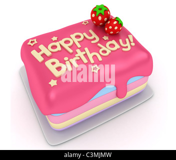 3D Abbildung einer Geburtstagstorte Stockfoto