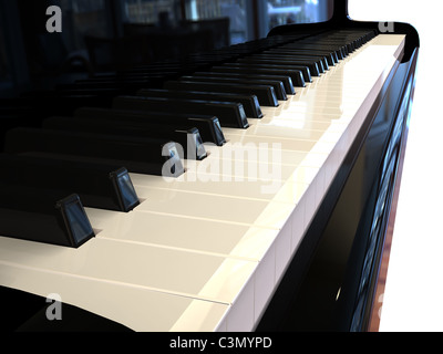 3D-Rendering auf schwarze Klavier-Tastatur Stockfoto