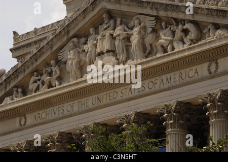 National Archives Gebäude. Äußere Detail. Washington D.C. United States. Stockfoto