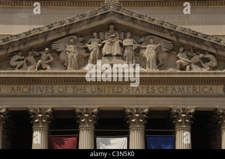 National Archives Gebäude. Von außen. Washington D.C. United States. Stockfoto