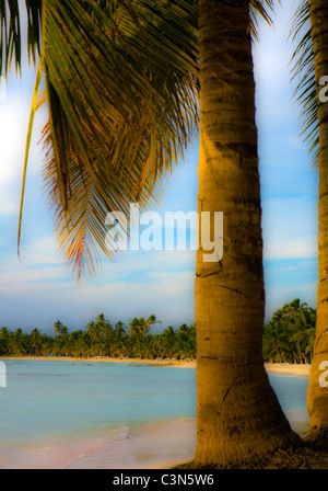 DIGITAL VERÄNDERT WEICHZEICHNER BILD VON EINEM TRAUMSTRAND IN DER KARIBIK Stockfoto