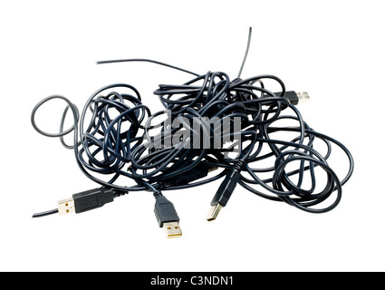 USB-Kabel isoliert auf weiß Stockfoto