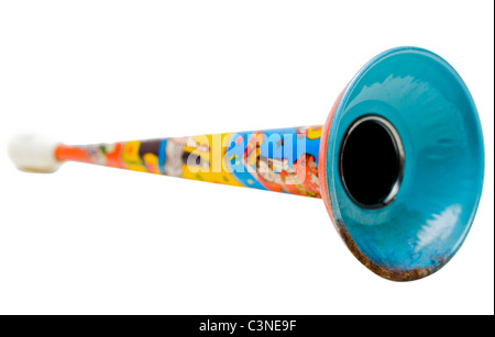 Metallische Vuvuzela isoliert auf weiß Stockfoto