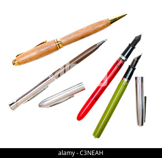 Vier verschiedene Stifte isoliert auf weiß Stockfoto
