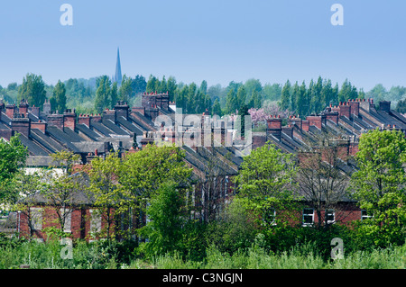 Terrassen der Häuser in der Nähe der Innenstadt von Stoke-on-Trent, Staffordshire, UK Stockfoto