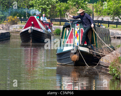 Boote in Stoke-on-Trent Kanal in der Nähe von Middleport Keramikfabrik, Personal. UK Stockfoto