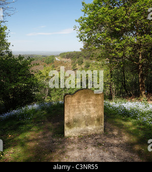 Der Segler-Stein in der Nähe von Gibbet Hill Kennzeichnung den Ort eines Mordes im Jahr 1786. Hindhead gemeinsamen, Surrey, England, UK. Stockfoto