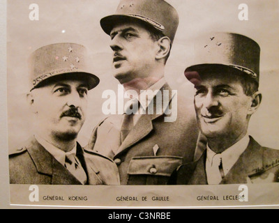 Paris, Frankreich, Historische Vintage-Fotos, Porträt Französische Generäle, De Gaulle, im 'Musee de la Prefecture de Paris', Polizeimuseum, französische Vintage-Fotos, 'Charles de Gaulle' Stockfoto