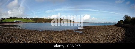 Panoramablick auf Broadsands Strand in Torbay, Devon Stockfoto