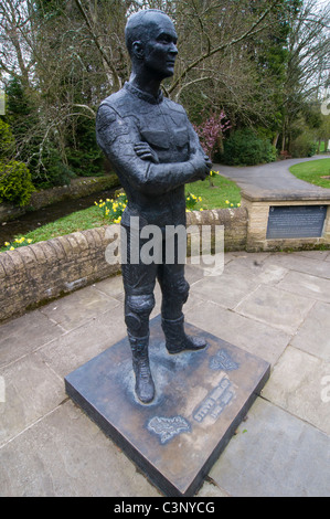 Bronzestatue des Superbike-Champion Steve Hislop Stockfoto