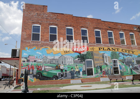 Plant City Florida, Collins Street, Wandgemälde, Gebäude, Kunstwerke, die lokale Geschichte darstellen, Besucher reisen Reisen Touristik Sehenswürdigkeiten Stockfoto